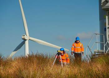 engineers at wind farm